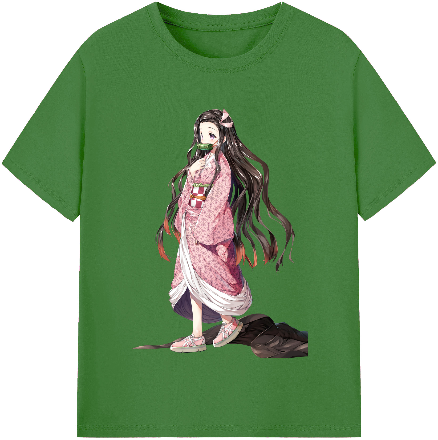 （画像用） 鬼滅の刃（きめつのやいば）竈門 禰󠄀豆子／かまど ねずこ Kamado Nezuko レディースカジュアルプリントTシャツ（綿100％）